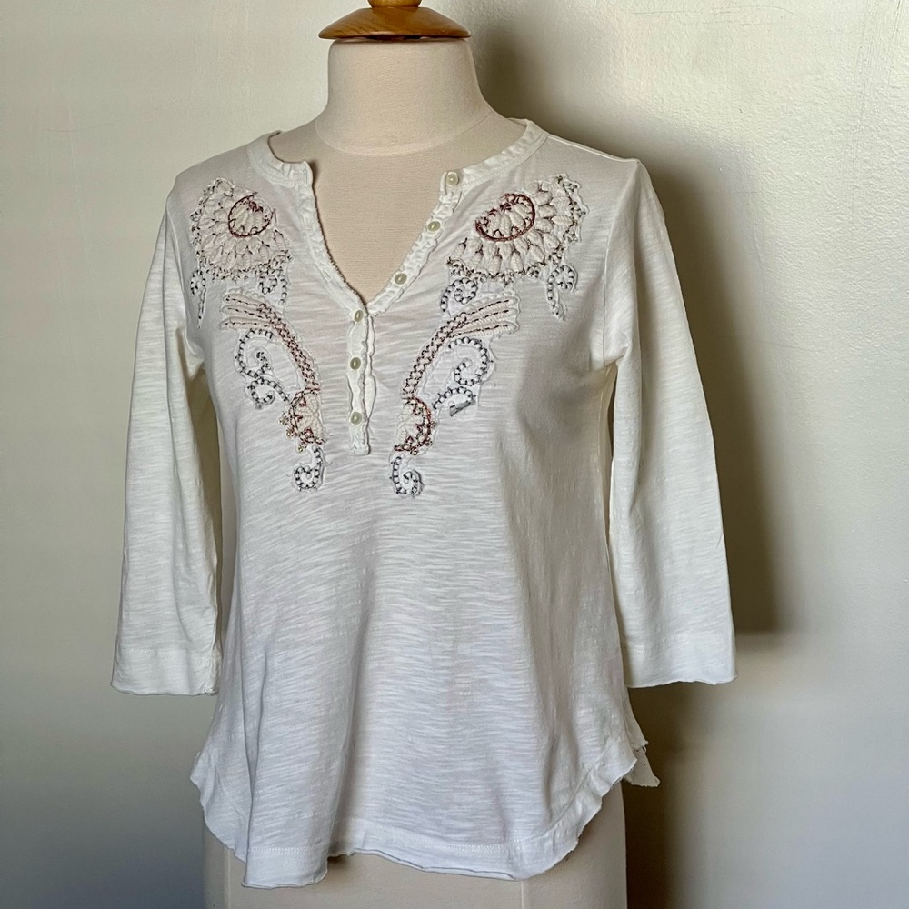 Anthro embroidered knit top - Picture 9 of 10